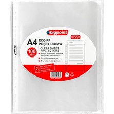 | Poşet Dosya, Klasör Içi Kullanıma Uygun 60 Adet A4 Kapasiteli Eco Şeffaf Dosya, 100'LÜ Paket