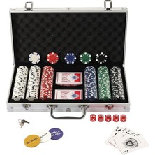 Poker Kılıfı, Lazer Poker Chips Poker 12 Gram, 2 Kart, Bayi, Küçük Kör, Büyük Kör Düğmeler ve 5 Zar, Alüminyum Kılıflı (300 Cips)