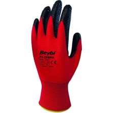 Pn Zebra Polyester Örme Nitril Eldiven No 10, Çift, Kırmızı