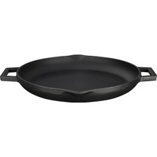 Döküm Yuvarlak Kızartma Tavası, Metal Kulplu, 26 Cm, Siyah