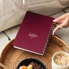 A5 Spiralli Sert Kapak Keten Noktalı Tarihsiz Not Defteri Bordo