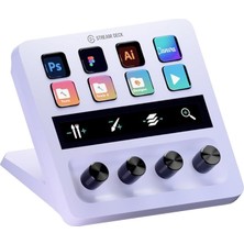 Stream Deck + White, Ses Mikseri, Canlı Üretim ve Stüdyo Denetleyicisi, Içerik Oluşturucular, Akış, Oyun Için, Özelleştirilebilir Dokunmatik Çubuk, Döner Regülatör ve LCD Tuşları, Mac ve Pc