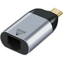 To Type-C, RJ45 Adaptör, Çevirici, Gecikmesiz Süper Hızlı, 1/1000 1 Gigabit Type-C Ethernet Ağ Lan Adaptörü, Macbook ve Type C Çıkışlı,