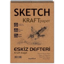 Kraft Kağıt A5 Eskiz Defteri 90 Gr. Spiralli 50 Yaprak Sketchbook