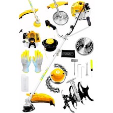 Alman 16 Hp Tam Profesyonel Yan Tipi Benzinli Tırpan Ot Çalı Çim Biçme Makinesi Sarı + Çapa Aparatı