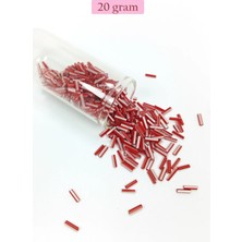 Venüs Shopping Uzun Boru Kesme Boncuk Çap 2mm Uzunluk 10 mm - 20 Gram - Kırmızı Beyaz - BNC239