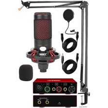 Cxn-30 Paket-4 Stüdyo Ses Kartlı Condenser Mikrofon Stand Seti