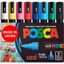 Full Set 8 Akrilik Boya Kalemi Ters Çevrilebilir Orta Uçlu Kalem Uçları, Posca Kalemleri Kaya Boyama, Kumaş, Cam Boya, Metal Boya ve Grafiti Için Akrilik Boya Işaretleyicileridir