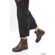 Forelli Kadın Fermuarlı Deri Ortopedik Kaymaz Dolgu Taban Günlük Anne Botu F24/KB25652