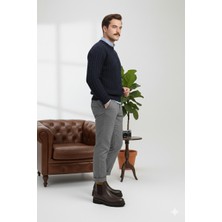 Doçka Chelse Model Lastik Detaylı Hafif Kalın Taban Hakiki Deri Günlük Klasik Tarz Bağcıksız Erkek Bot ER5K/B725