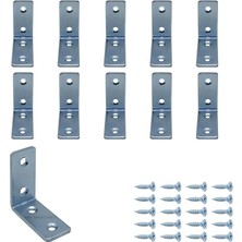10 Ad. L Demir Gönye Köşebent 16X35X35MM - Mobilya Dolap Eşya Duvara Sabitleme Aparatı - Raf Masa Çekmece Sandalye Kitaplık Gardırop Köşe Sabitleme Birleştirme Bağlantı Demiri