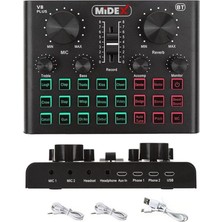 Vs8 Plus Canlı Yayın Ses Kartı Efektli Radyo Mikseri USB Bağlantı ile 8 Kanal Profesyonel Kullanım (Telefon ve Pc Podcast Radyo Yayıncılar)