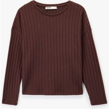 Koton Uzun Kollu Bisiklet Yaka Rahat Kalıp Pijama Üstü