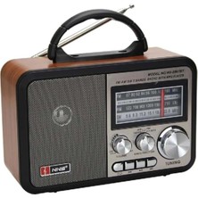 Shopwave Orta Boy Retro, Nostaljik, Ahşap Tasarım Bluetooth Hoparlörlü, Şarjlı, Taşınabilir Fm/am Destekli Radyo NS-8897 (5047)