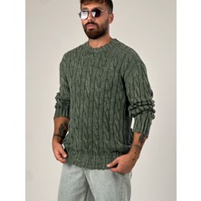 Cocopelli Erkek Haki Örgü Triko Sweatshirt COC1034