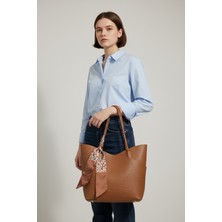 Crazy Kadın Taba Orta Boy Günlük Omuz Çantası ve Mini Yavru Çanta Seti