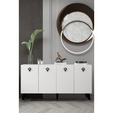 Demonte Decor 8208-32DD KB150 Konsol, Tv Ünitesi Beyaz-Gümüş-Siyah