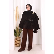 Bym Fashion Atkı Detay Panço 70061 Kahverengi