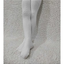 Düven Triko Kumaş Karina Kız Çocuk Beyaz Külotlu Çorap