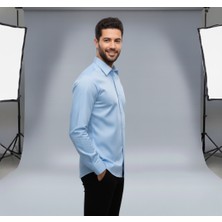 Erkek Slim Fit Dar Kesim Uzun Kollu Poplin Gömlek