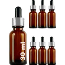 Afracam 30 ml Amber Cam Damlalık Kahverengi Serum Şişesi 30 cc Siyah Gümüş Kapaklı Dropper Cam Şişe 6 Adet