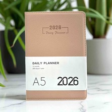 Limmy 2026 Ajanda Pastel Renkli Dokulu Günlük Ajanda A5 (15X21 Cm) - Nude