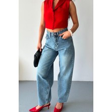 Kadın Baggy Tokalı Pantolon