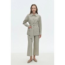 Suff Kuşaklı Keten Ceket