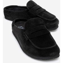 Luvi Prıva Siyah Süet Hakiki Deri Kadın Terlik