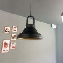 Bamyum Ulmete Siyah Kilit Kafa Başlık Tekli Sarkıt Avize Salon Ofis Otel Restoran Avizeleri Vintage Tasarım
