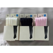Düven Kız Çocuk 3'lü 80 Denye Külotlu Okul Çorabı Desenli Knit Ted Children's Pantyhose