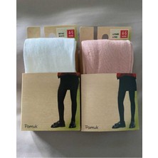 Düven Pamuk 2'li Kız Çocuk Cotton Pembe Beyaz Külotlu Çorap