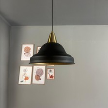 Bamyum Ulmete Siyah Renk Eskitme Huni Başlık Tekli Sarkıt Avize Salon Ofis Otel Avizeleri Vintage Tasarım