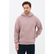 Sparrow Unisex Oversize Pamuklu Kanguru Cepli 3 Iplik Basic Kapüşonlu Sweatshirt Buzmenekşe - Xl