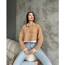 Zengezur Mall Xmpdby Çift Renkli Kısa Gömlek Vizonbeyaz S4021 (Beden: 38)