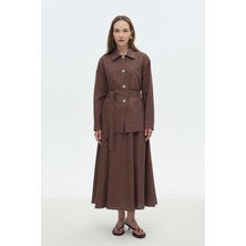 Suff Kuşaklı Keten Ceket