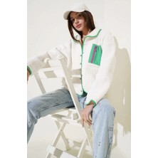 Zengezur Mall Xmpdby Yeşil Fermuar Cepli Kuzu Mont Beyaz T1085 (Beden: L)