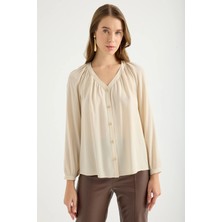 Masha Kate V Yaka Şifon Bluz