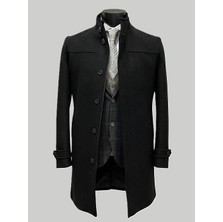 HERMOSE Couture | Onyx Siyah Hakim Yaka Kaban