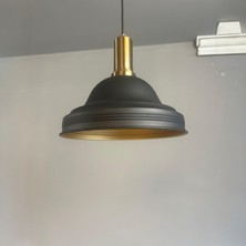 Bamyum Ulmete Siyah Renk Eskitme Fener Başlık Tekli Sarkıt Avize Salon Ofis Otel Avizeleri Vintage Tasarım