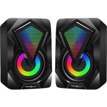 Mena Rise Bilgisayar Hoparlörü LED Işıklı Rgb Laptop Pc Uyumlu 1+1 Speaker