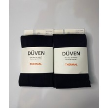 Düven 2'li Kadın Siyah Içi Ince Polar Içlik Termal Külotlu Çorap - Konfor Thermal