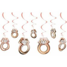 Patladı Gitti 11 Adet 3D Yüzük Tasarımlı Tavan Sarkıt Süs Rose Gold Bride To Be Temalı Parti Süsü