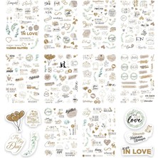 Mena Rise Düğün Seti, 325 Adet Çıkartma, Misafir, Konuk Defteri Veya Fotoğraf Albumü Için Sevgi Temalı, Dekorasyon Için Motifli Sözcüklü Düğün Etiketi, 10 Sayfa, A5 Boyut