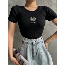 Zengezur Mall Xmpdby Bac Nakışlı Bluz Siyah (Beden: Standart)