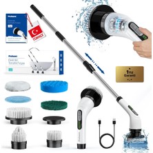 Mena Rise Elektrikli Temizlik Fırçası, Şarjlı Temizlik Fırçası 7 Adet Farklı Başlık Ile, Mutfak ve Birçok Temizlik Görevi Için, Küvet, Duş, ve Zemin Için Temizlik Malzemeleri
