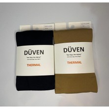 Düven 2'li Kadın Siyah & Ten Içi Ince Polar Içlik Termal Külotlu Çorap - Konfor Thermal