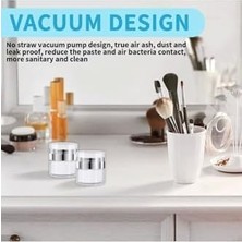 Mena Rise Yenigeldi 50 ml (Büyük Boy) Havasız Pompa Vakumlu Şişe Kapaklı Yeniden Doldurulabilir Krem Kavanozu,şeffaf Beyaz