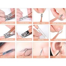 Mena Rise 12 Parça Profesyonel Manikür Pedikür Seti, Paslanmaz Çelik Tırnak Bakım Seti, Rose Gold Taşınabilir Çantalı No:1