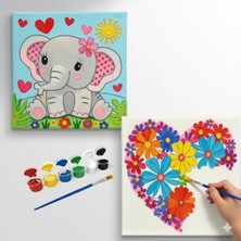 Dudu Gift TATİL-KARNE HEDİYESİ 2'li Tuval Boyama Seti 20X20 cm Uv Baskı 6 Akrilik Boya 1 FIRÇA-MODEL-259